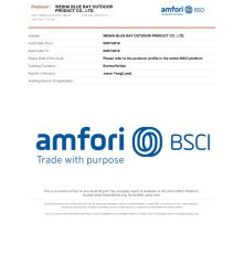 BSCI certificate from Weihai Blue Bay Outdoor Product Co., Ltd.