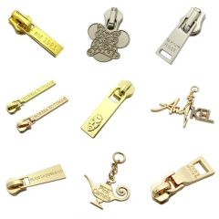 Exquisite Logo Shape Custom Decorative Zipper Pullers Double Gold Puller Slider Made - Image 6