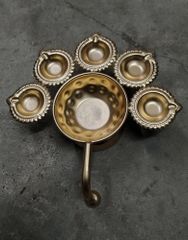 1 Metal Panch Aarti, Iron Handle Feature Comfortable Handle For Easy Carrying Durability Durable And Long-lasting Finish Antique Golden Polish - H A Metal Handicrafts