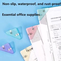 Corner Paper Clips, Plastic Paper Corner Clips, Cute Books Triangle Binder Clips, for Office Staff Student Teacher Prevent Book Corner Curling - Image 3