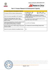 product research certificate from Tongxiang Liansheng Plastic Products Co., Ltd.