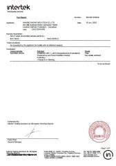 test report certificate from Ningbo Shone Med-Tech Co., Ltd.