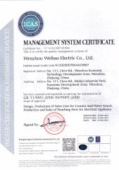 ISO9001 certificate from Wenzhou Weibao Electric Co., Ltd.