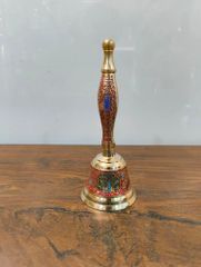 Brass Pooja Hand Bell Material Brass Feature Carved Handle Intended Use Pooja Rituals Sound Characteristic Remains In The - Suryavansam Industries