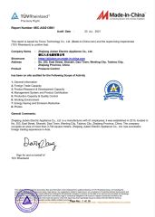 TUV REPORT certificate from ZHEJIANG JIUBEN ELECTRIC APPLIANCE CO., LTD.