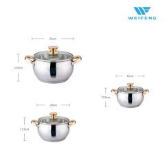Apple Shape Ss Cookware Set with Golden Plated Handle, Kitchen Ware - Image 6