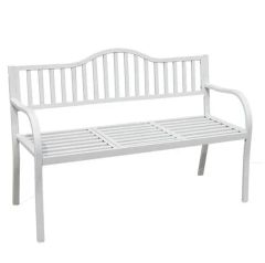 59in Modern Steel Outdoor Garden Metal Benches with Center Table for Park Yard Patio Slatted Seat - Image 3
