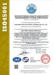 ISO45001 certificate from Wenzhou Etek Import & Export Co., Ltd.