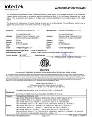 ETL certificate from Jinan Unic Industry Trade Co., Ltd