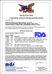 FDA certificate from Guangdong Bossay Medical Appliance Co., Ltd.