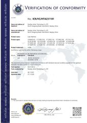 LASER CUTTING MACHINE CE CERTIFICATE certificate from Nanjing Unitec Technology Co., Ltd.