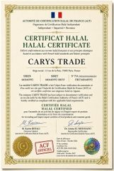 HALAL certificate of Eurl Carys Trade – certificate photo, supplier certificates section