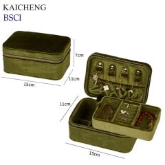 Wholesale High-End Small Travel Zipper Velvet Portable Jewellery Gift Case Jewelry Box Storage for Women Girls - Shantou Kaicheng Craft Co., Ltd.