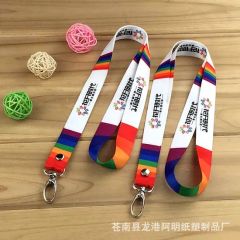 Custom Printed Polyester Plastic Buckle Keychain Blue Lanyard - Image 5