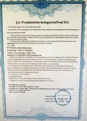 Prod SG certificate from Suzhou Leader Apparel Co., Ltd.