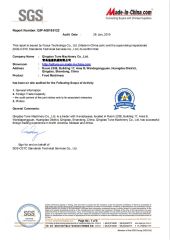 SGS certificate from Qingdao Tune Machinery Co., Ltd.