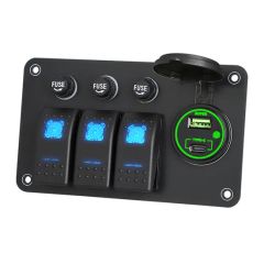 3 Gang Rocker Switch Dual USB Socket Voltmeter 12V 24V Waterproof Auto Switches Panel - Image 6