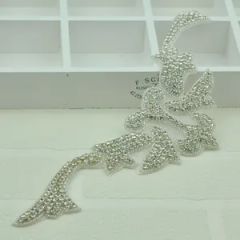 Fashion Beaded Rhinestone Applique Rhinestone Neckline Shoulder Patch Wedding Accessories - Image 2