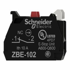 Schneider ZBE102 Single Contact Block Current Rating 10a Voltage Rating 250v Contact Configuration Single I/o Installation Method Panel - Image 1