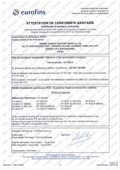 ACS certificate certificate from Ningbo Huanyu Sanitary Ware Co., Ltd.