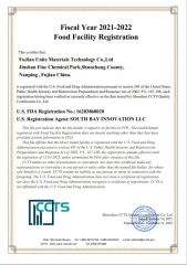 FDA certificate from Fujian Unite International Co., Ltd.