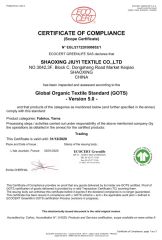 GOTS for cotton certificate from Beijing Haoai Electronic Technology Co., Ltd.