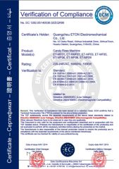 Candy floss machine CE certificate by ECM certificate from Guangzhou ETON Import & Export Co., Ltd.
