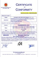 TRANSMISSION JACK certificate of Haining Lee-Ding Machinery Co., Ltd. – certificate photo, supplier certificates section