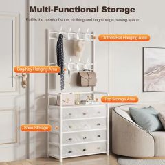 Multi-Functional Shoe Storage Coat Rack Entrance Storage Rack Floor-Standing - Image 2