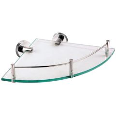 Wall Shelves 304SS Tempered Glass Chrome Single Bar 235x235x120mm 1Y ISO9001 SGS MOQ100 - Image 1