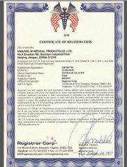 USA FDA certificate from Eiffel Medical Supplies Co., Ltd.