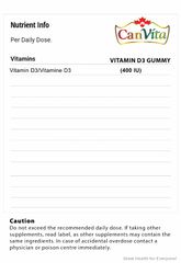 Canvita Vitamin D Halal & Vegan Gummy (400IU), Made in Canada, sugar free, 60/bottle - Image 11
