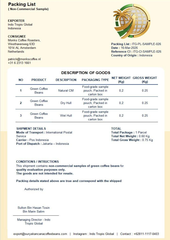 Shipping Documents & Legalities (Invoice, Packing List) certificate from Indo Tropis Global