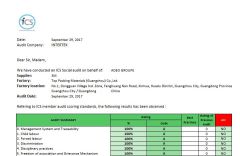 ICS audit certificate from SW Adhesive Tape Co., Ltd