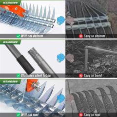 Jh-Mech Silvery Farming Tool Rugged and Durable Stainless Steel Leaf Rakes for Gardening - Image 3