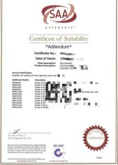SAA certificate of Shanghai Motech M&E Co., Ltd. – certificate photo, supplier certificates section