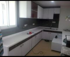 U-Shape Modern Acrylic Modular Kitchen Material Acrylic Appearance Modern Delivery Charges Yes Maintainence Dry Cloth Kitchen Design - Image 1