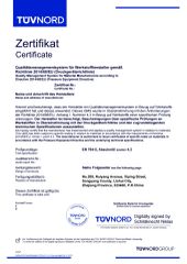 PED certificate from Wenzhou Sinco Steel Co., Ltd.