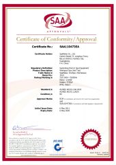 SAA for NZ and Australia market certificate from Sparelax Co., Ltd.