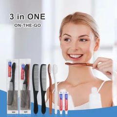 Toothbrush, Comb, Toothpaste, Hotel Amenities Set for Travel Style 3 in 1 Handle PP, PS Trademark E&O Function Clean Model NO. - Image 5