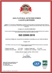 ISO 22000:2018 Food Safety Management System (FSMS) certificate from ANGI