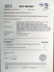 US CPSIA certificate from QUANZHOU LONGHUA TRADING CO., LTD.