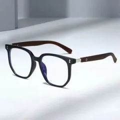 New Retro Wood Grain Leg Anti-Blue Light Optical Frames Tr90 Material Round Nail Frame for Men and Women - Image 1