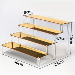 Custom Gold Figure Toy Acrylic Riser with 4 Steps Display Stand - Image 1