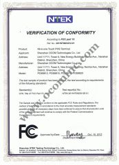 POS Terminal FCC Certificate certificate from OCOM Technologies Limited