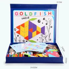 DIY Toy Magnetic Wooden Tangram Building Blocks 3D Puzzles Scale Medium Origin China Style Chinese Color as Photo Trademark - Image 3