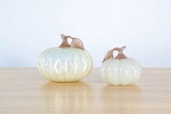 Glass Arts Crafts Handmade White Pumpkin Shaped Glass Ornaments - Image 5