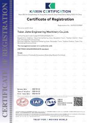 ISO 9001 certificate from Taian Jiahe Engineering Machinery Co., Ltd.