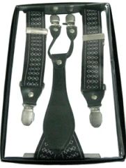 Diamond Pattern Gold Colour Jacquard Fabric Men's Suspend Belt - Image 5