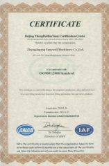 ISO certificate of Zhangjiagang Sunswell Machinery Co., Ltd. – certificate photo, supplier certificates section